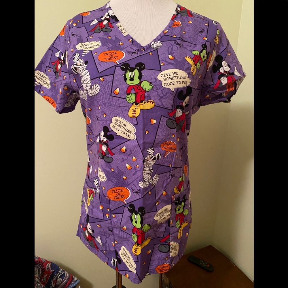 Disney Halloween Mickey Mouse Scrub Top